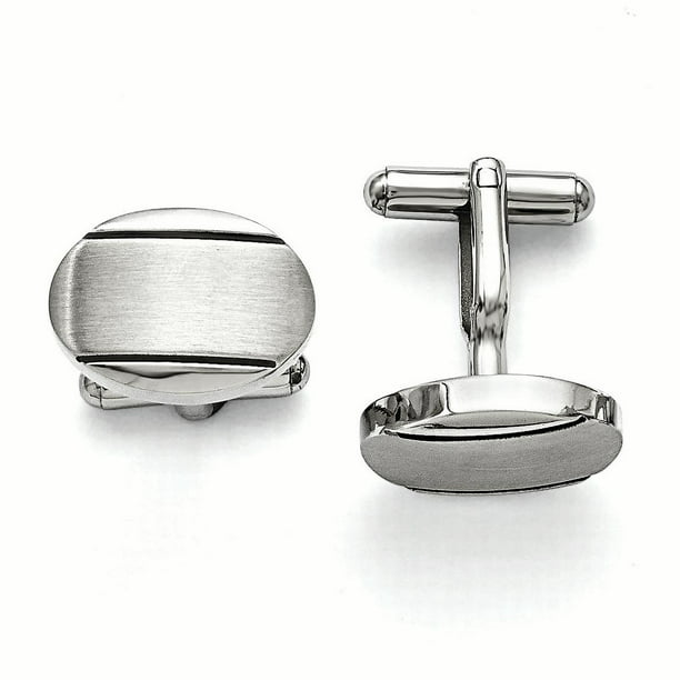 Stainless Steel Polished Oval Cuff Links 